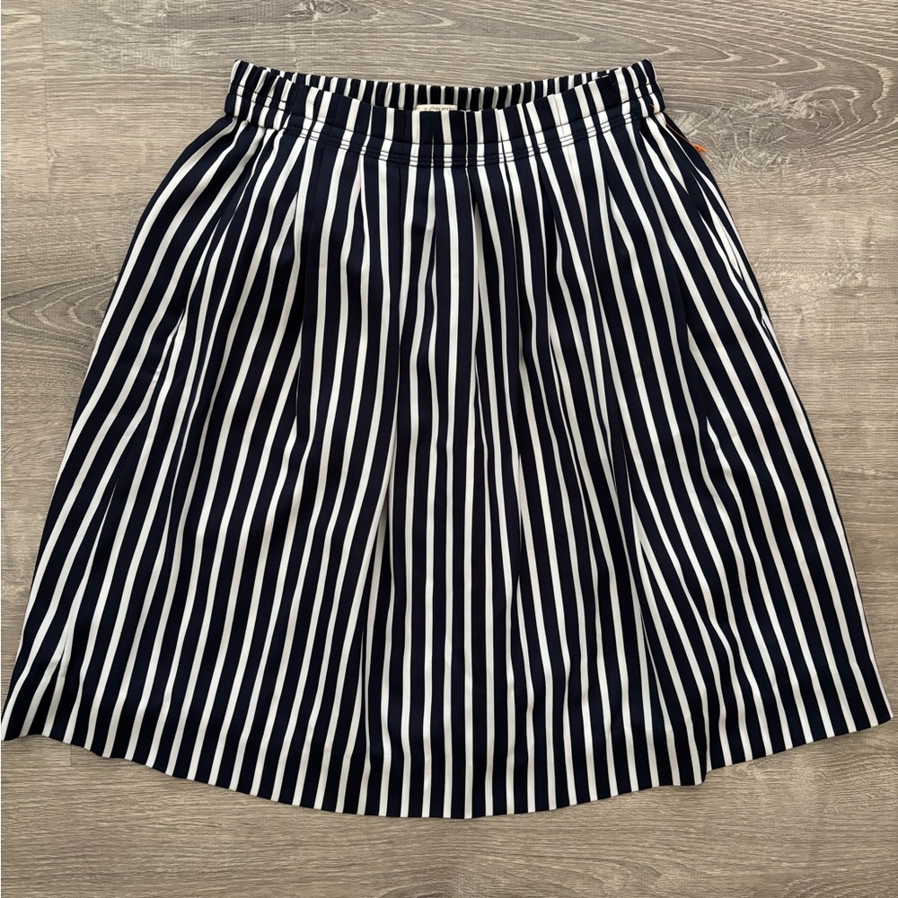 J. Crew Navy and White Striped A-Line Skirt